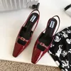 Slingback Sandals Marke Mode flach spitze Zehen Frauen Sandale dünne High Heel Ladies Dress Pumps Schuhe