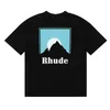 Designer Mode Kläder T-shirts Hiphop T-shirts Rhude American High Street Crowd Skylt Solnedgångstryck Lös T-shirt i bomull män kvinnor Par Sommar