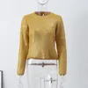 Women's Sweaters Street Gold Sweater Women O-neck Long Sleeve Fashion Female Knitted Pullover 2023 Autumn Thicken Loose Lady Jumpers Top