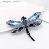 Pins Brooches Tren Blue Crystal Vintage Dragonfly Brooches for Women High Grade Fashion Insect Brooch Pins Coat Accessories Animal JewelryL231120
