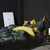 Sängkläder set Livesthete Dark Green 100% Silk Bedding Set Healthy Pure Silk Luxury Queen King Däcke täcke Platt plantor Kudde Bädd Linne Set 231118