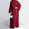 Plus size Dresses 2 Piece Abaya Dubai Islam Turkey Bangladesh Muslim Sets Hijab Modest Dress Kaftans For Women Robe Longue JILBAB 231118