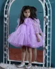 Girl Dresses Lavender Tulle Baby Dress With Puffy Long Sleeve Kid First Communion Knee Length Flower Gift