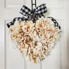 Decoratieve bloemen Valentijnsdag liefde hartvorm krans voor voordeur geruite boog slingershangende ornamenten