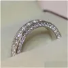 Wedding Rings Classic Women Band Ring Fl Paved Crystal Zircon Stone Brilliant Lover Engagement Party Round Jewelry Gift3 Drop Deliver Dh7H8