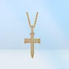 Hip Hop Iced Out Bling Nail Pendant Necklace Mens/Women Micro Paled Cz Gold Silver Color Charm Chain Jewel Gift6461929