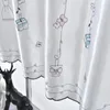 Curtain American Style Embroidered Kitchen Curtains Short Rustic Decorations For Home Christmas White Door