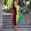 Women's Swimwear Beach Cover-up Rayon Positioning Printing African Flag Colors Patchwork Vacation Robe