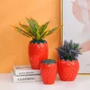 Vases en céramique, pot d'arrangement de fleurs, bouteille originale en forme de fraise, vase de plantation, bureau, salon, rouge, petit