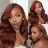 Klaiyi Body Wave #33B Reddish Brown Lace Front Wig 13x4 Human Hair Baby For Women Burgundy #99J Super Saving