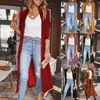 Vestes pour femmes Cardigan en velours long Veste Col à revers Ouvert avant Vintage Maxi Duster Sweat-shirt court pour femme