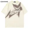 T-shirt da uomo Uomo Hip Hop Streetwear T-shirt Ricamo Stella Patch Stampa Punk Goic Tshirt 2023 Harajuku Moda Casual T-shirt in cotone sciolto