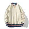 Comforters sätter herrkläder | Autumn New Ins Fashion Pullover Youth Solid Coat Par Sweatshirt Nasas Hoodie American Vintage Baseball Collar Sweater BA2I