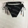 Sexy Women Bikini Set Metal Letter Lace Up Thong Swimwear Summer Holiday Swim Bathing Suit Designer Halter Biquinis