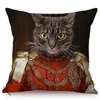 クッション装飾枕45x45cm猫の一般的なポートレート有名な油絵の装飾クッションカバー北欧ファンキーアニマルスタイルソファピローケース230419
