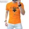 Mäns kortärmad t-shirt Merceriserad bomullssekvensguldhalsband Tigerhuvud Male Tees Summer New Style European Fashion Clothing M-4XL