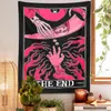 Tapestries Tarot Tapestry The End Psychedelic Hippie Bohemian Skeleton Hand Astrology Dispination Bed Bead Beach Mat Room Home Decor Tyg 230419