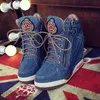 Comemore damesjurk s denim wiggen high top sneakers platform casual mode vrouw rits gevulkaniseerde schoenen dikke bodem wig neaker caual fahion schoen