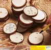 Adornos navideños de madera DIY, pequeños discos de madera Natural, círculos, pintura redonda, rodajas de pino con agujeros, suministros para fiestas