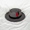 Vintage hoed heren Brim voelde fedora hoed met veren heer formele kerkkap Trilby jazz hoeden lente zomer