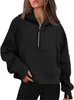 Kvinnors hoodies höst/vinter kvinnors sport halv zip hoodie tröja lös beskuren fleece kvinnor