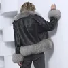 Frauen Pelz Faux Winter Echte Lederjacke Mit Frauen Großhandel Mode Kurze Echt Mantel Bomber Luxus Große Größe Custom 231118