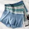 Cuecas masculinas boxer listrado u-bolsa roupa interior sem costura cuecas modal troncos macios elasticidade shorts soltos calcinha respirável