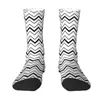 Men's Socks Novelty Mens Grey And White Lines Dress Unisex Warm Comfortable 3D Printing Geometric Wave Art Crew