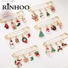 Pins Broches Rinhoo joyeux noël broche arbre de noël père noël G chaussette bonhomme de neige cerf flocon de neige chaîne gland grande aiguille épingles fête bijoux L231120