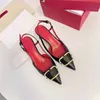 Designer Fashion Women's high-heeled sandals Leather pointy heels Sexy stiletto Party Shoes Designer women's leather shoes Buckle Dress shoes Wedding LACES box