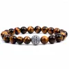 Strand Charms Bracciali Uomo Pave CZ Disco Ball Pietra naturale Caffè Stripe Agate Perline Per regalo di gioielli da donna