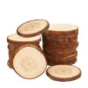 Adornos navideños de madera DIY, pequeños discos de madera Natural, círculos, pintura redonda, rodajas de pino con agujeros, suministros para fiestas