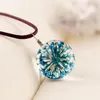 Pendant Necklaces Women Girls Dried Flower Necklace Transparent Glass Jewellery Retro Accessories