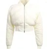 Women's Trench Coats Fall Winter Puff Short Jacket Parka Coat Fashion Zipper Waist Girdle Warm Streetwear Y2K Workout