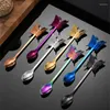 Coffee Scoops 2 Pcs Stainless Steel Spoon Sugar Dessert Fruit Fork Stirring Ice Cream Handle Dinnerware Drop