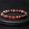 Strand Men Bracelete Pedra natural Agates Minchações coloridas listras foscas Chakra Mulheres machos jóias masculinas