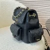 French Multi Pocket Serial Number Women Designer Backpack High Quality Luxury Channel Leather Fashion Shoulders Bag Handbags Famous Double Letter Satchel Handbag
