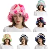 Wide Brim Hats Bucket Hats Faux Fur Winter Bucket Hat For Women Fashion Colorful Plush Warm Fisherman Cap Outdoor Panama Soft Senior Hat Elegant Cap 231118