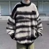 Suéter masculino de malha vintage, suéter listrado de outono, pulôveres de gola alta, y2k, hip hop, malhas coreanas, camisa masculina