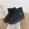 Bottes de neige de qualité pour femmes, nouvelles chaussures en peluche épaisses en cuir à semelle courte en coton de vache, antidérapantes et imperméables pour l'hiver