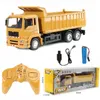 Transformatiespeelgoed Robots Rc Dump Truck Voertuigspeelgoed voor kinderen Jongens Kerst Verjaardagscadeaus Gele Kleur Transporter Techniek Model Strand 231118