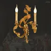 Wall Lamps DINGFAN Vintage French Full Copper Lamp El Club Villa Aisle Candle Light Interior Warm Bedroom Brass Bedside