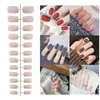 False Nails 24Pcs Solid Color Fake Matte Medium Long Detachable Wearable Full Cover Manicure Press-on For Women