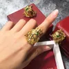 خاتم Panthere كبير للمصمم ليوبارد رئيس الجدة Emerald Diamond المجوهرات الرسمية النمط الكلاسيكي مع Box 026