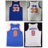 S SL Knick RJ Barrett Basketball Jersey New Patrick Ewing York Mitch Ness White Blue Size S-XXL