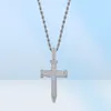 Hip Hop Iced Out Bling Nail Pendant Necklace Mens/Women Micro Paled Cz Gold Silver Color Charm Chain Jewel Gift6461929