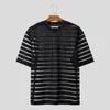 Men's T Shirts 2023 Men Shirt Mesh Striped O-neck Short Sleeve Sexy Clothing Streetwear Transparent Korean Fashion Tee Tops S-5XL INCERUN