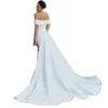 Elegant Off the Shoulder Mermaid Wedding Dresses Detachable Train Bridal Gown Satin Chapel Garden Wedding Gowns