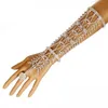 Bangle Mulheres Declaração Pave Cristal Strass Braço Mão Corrente Cuff Anel Pulseira De Cobre Casamento Nupcial Celebridade Belly Dancer Jóias 231120