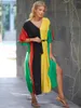 Women's Swimwear Beach Cover-up Rayon Positioning Printing African Flag Colors Patchwork Vacation Robe